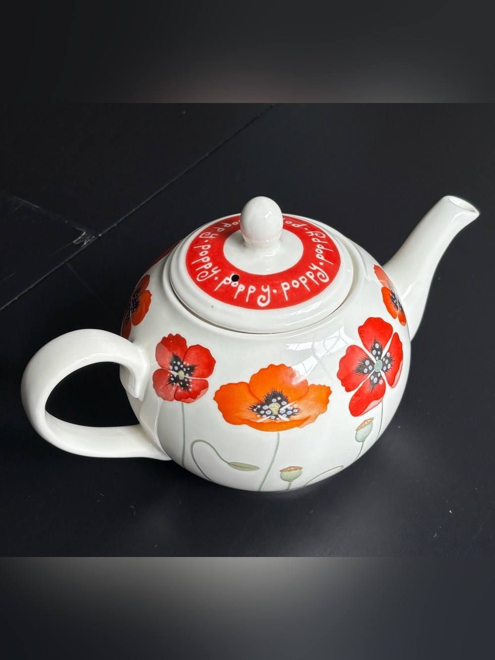 Vintage Archur Wood Poppy Porcelain Tea Pot Made In England 2002